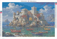Thumbnail for Coastal Castle diamond painting adhesive canvas 60x40cm