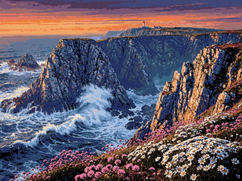 Diamond Pattern - Coastal Cliffs at Sunset