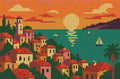 Thumbnail for Diamond painting pattern chart - Coastal Village Sunset