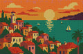 Thumbnail for Diamond painting pattern chart - Coastal Village Sunset