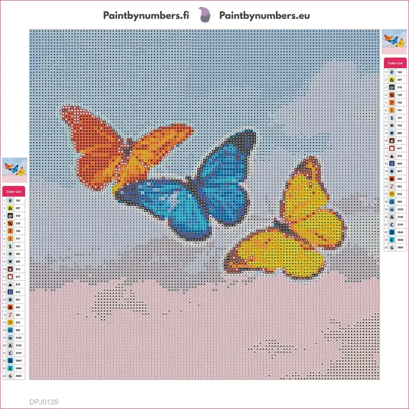 Colorful Butterflies diamond painting adhesive canvas 30x30cm