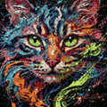 Thumbnail for Diamond Pattern - Colorful Cat Portrait