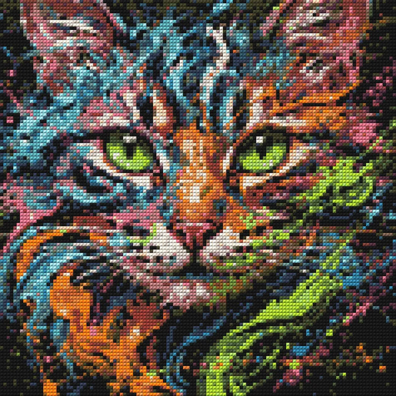 Diamond Pattern - Colorful Cat Portrait