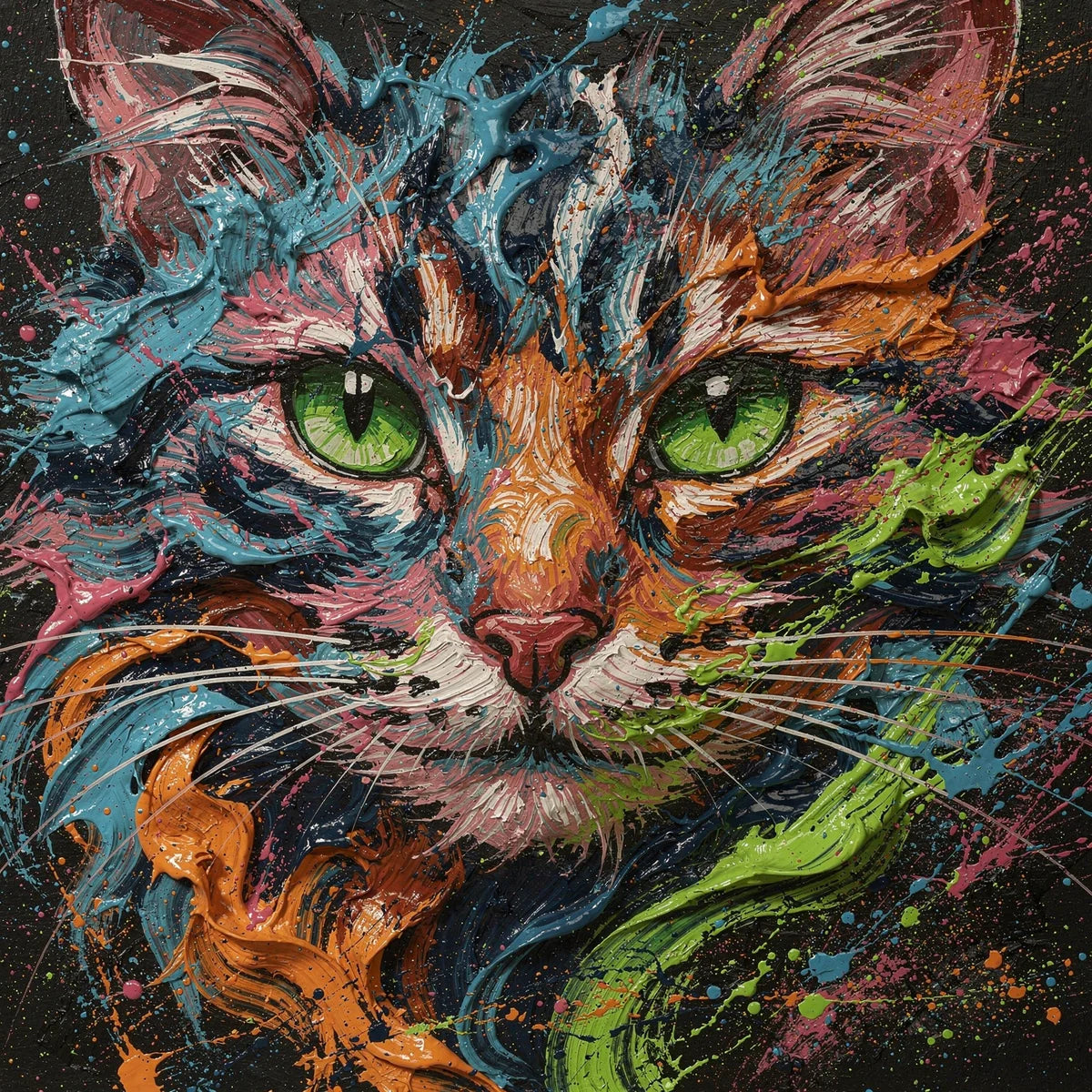 Diamond Painting Colorful Cat Portrait