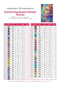 Thumbnail for DMC color chart for Colorful Expressive Woman Portrait diamond painting - 47 colors