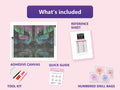 Thumbnail for Colorful Northern Lights 50x40cm diamond painting kit contents: adhesive canvas, color chart, tools and diamond bags