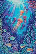 Thumbnail for Colorful Underwater Fantasy Scene, 40x60 cm diamond painting – full design preview without the close-up inset