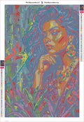 Thumbnail for Diamond painting adhesive canvas preview - Colorful Woman Portrait Art