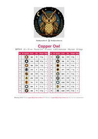 Thumbnail for DMC color chart for Copper Owl diamond painting - 18 colors