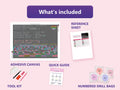 Thumbnail for What is included in the Corrupted Boot Screen diamond painting kit - adhesive canvas, reference sheet, tools and numbered drill bags