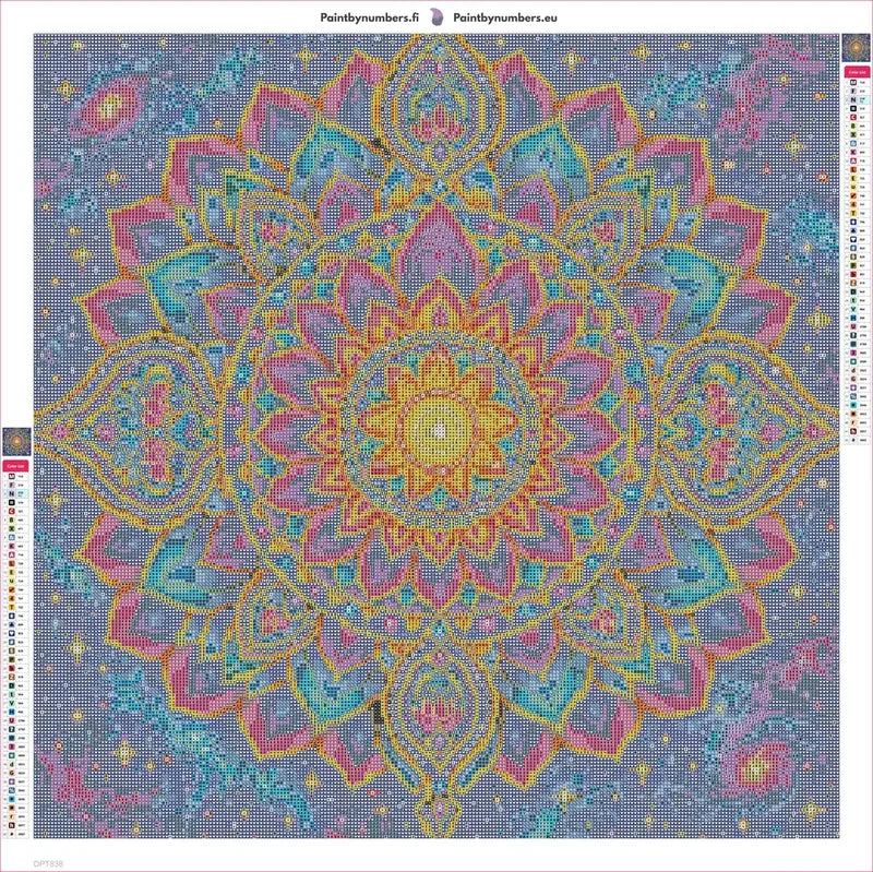 Diamond painting adhesive canvas preview - Cosmic Lotus Mandala