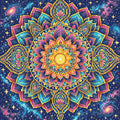 Thumbnail for Cosmic Lotus Mandala, 60x60 cm diamond painting – finished design preview
