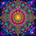 Thumbnail for Cosmic Lotus Mandala, 60x60 cm diamond painting – original artwork the design is made from