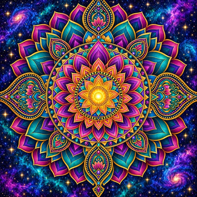 Cosmic Lotus Mandala, 60x60 cm diamond painting – original artwork the design is made from