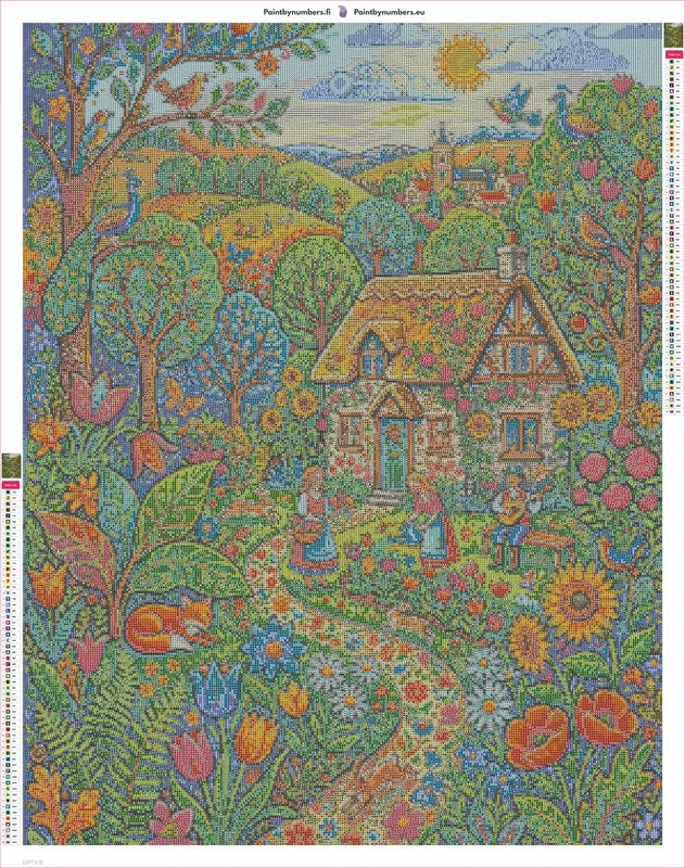 Diamond painting adhesive canvas preview - Cottage Garden