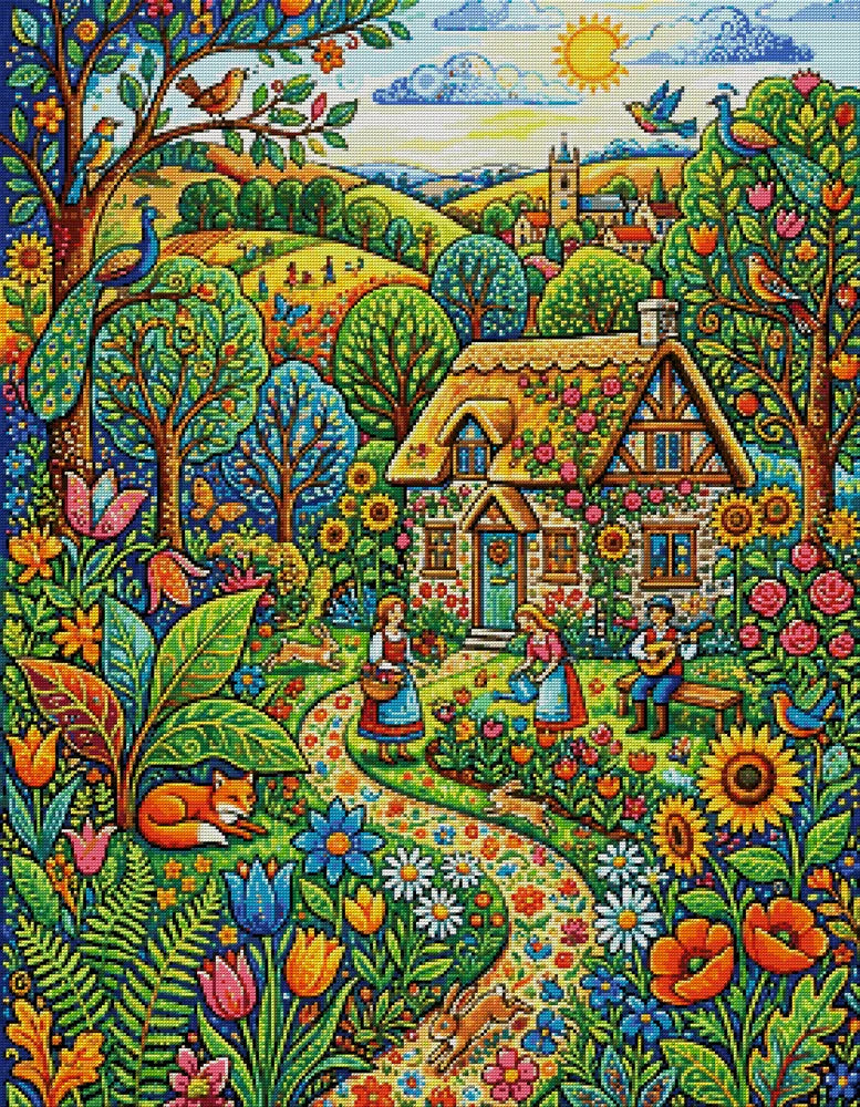 Diamond painting pattern chart - Cottage Garden