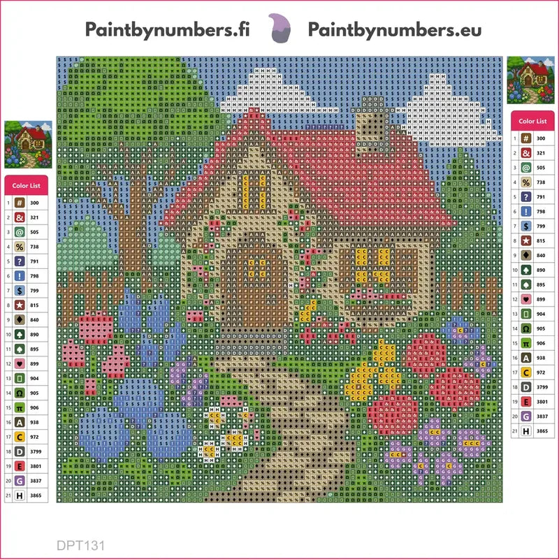 Cottage Garden diamond painting adhesive canvas 20x20cm