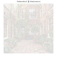 Thumbnail for Numbered canvas - Courtyard with Bench and Plants 50x50cm