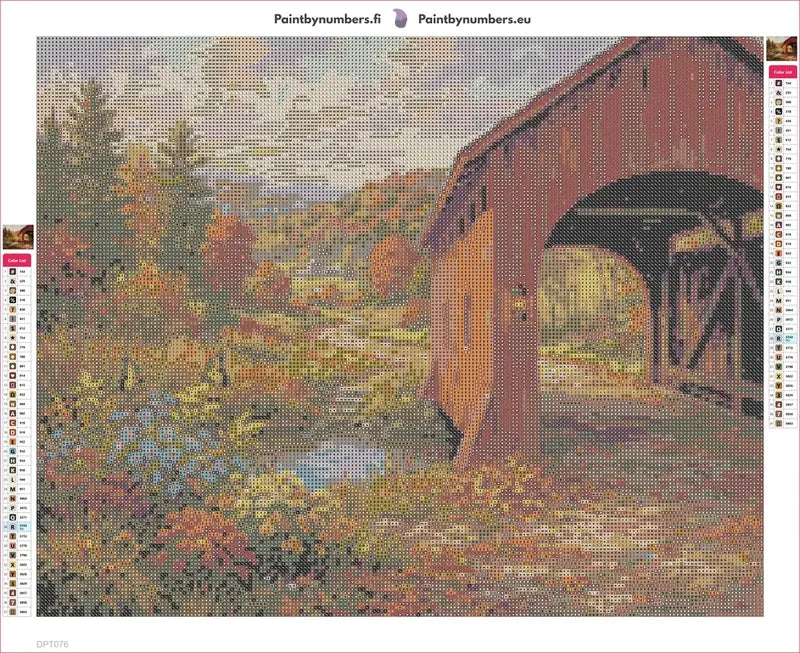 Covered Bridge diamond painting adhesive canvas 50x40cm