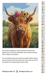 Thumbnail for Paint color chart and instructions - Cow with Flowers 40x50cm