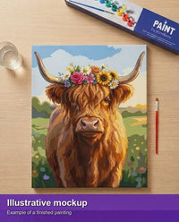 Thumbnail for Finished paint by numbers mockup - Cow with Flowers 40x50cm