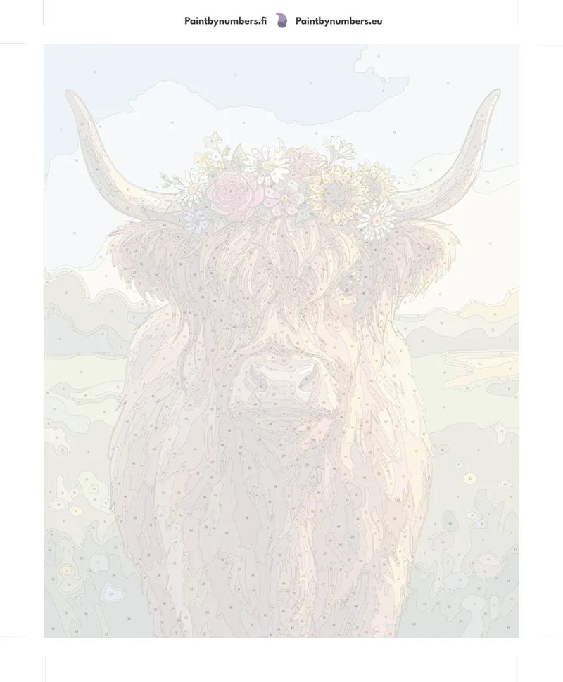 Paint by numbers numbered canvas - Cow with Flowers 40x50cm