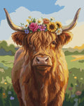 Thumbnail for Highland cow with a flower wreath Paint By Numbers.