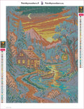 Thumbnail for Diamond painting adhesive canvas preview - Cozy Cabin by Sunset River