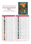 Thumbnail for DMC color chart for Cozy Cabin by Sunset River diamond painting - 33 colors
