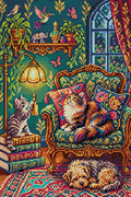 Thumbnail for Cozy Cats and Dog in Vintage Room, 40x60 cm diamond painting – full design preview without the close-up inset