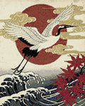 Thumbnail for Diamond pattern - Cranes and Maple Leaves