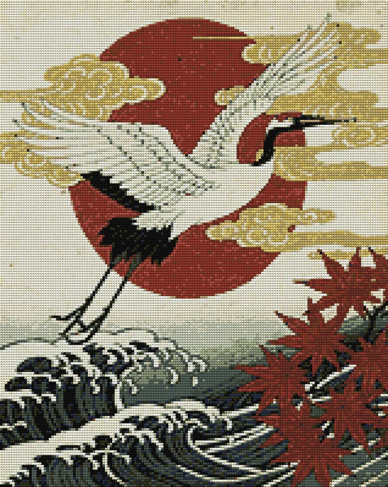Diamond pattern - Cranes and Maple Leaves