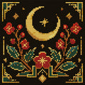 Thumbnail for Diamond painting pattern chart - Crescent Flowers