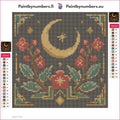 Thumbnail for Crescent Flowers diamond painting adhesive canvas 20x20cm