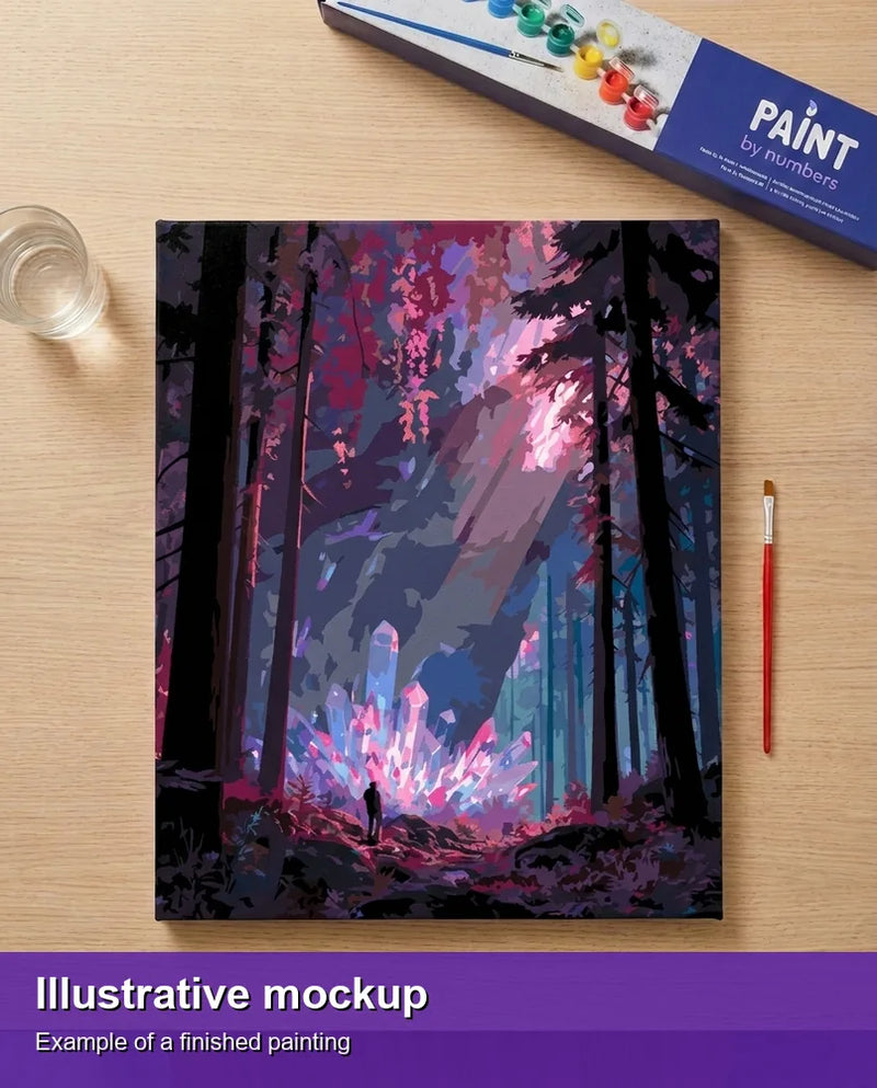Finished paint by numbers mockup - Crystal Forest Discovery 40x50cm