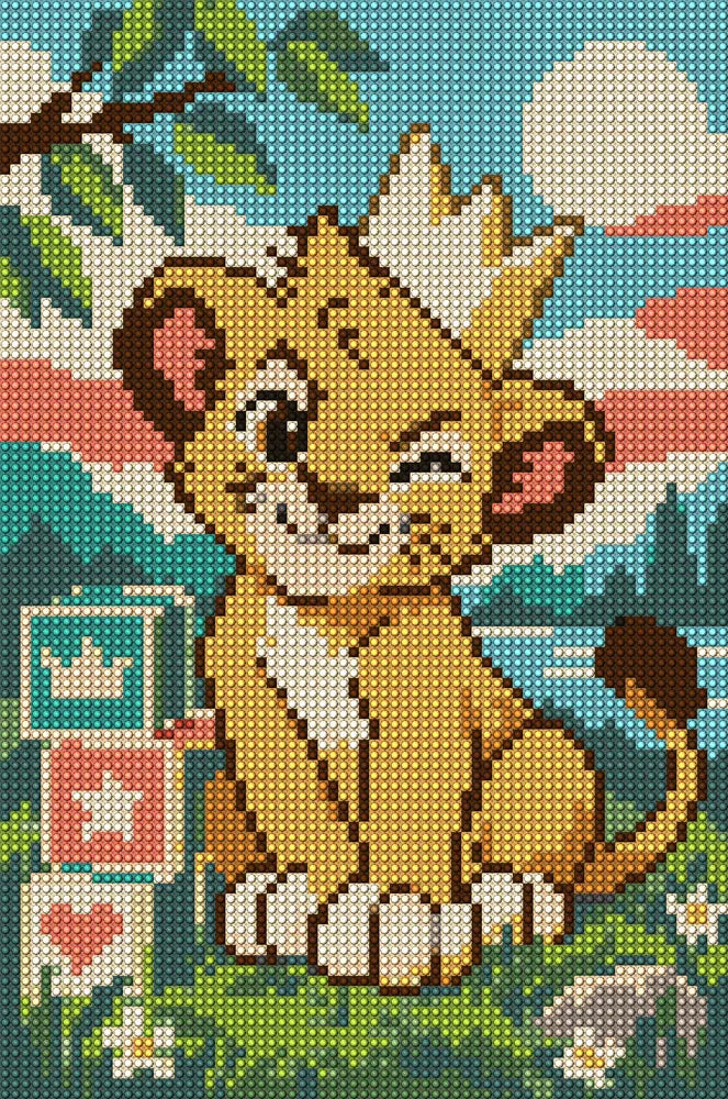 Cub with the Crooked Crown, 20x30 cm diamond painting – full design preview without the close-up inset