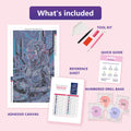 Thumbnail for What is included in the Cyberpunk Female Android Operator diamond painting kit - adhesive canvas, reference sheet, tools and numbered drill bags
