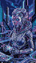Thumbnail for Cyberpunk Female Android Operator, 40x70 cm diamond painting – full design preview without the close-up inset