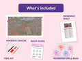 Thumbnail for What is included in the Dachshund in the Apple Cart diamond painting kit - adhesive canvas, reference sheet, tools and numbered drill bags