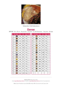 Thumbnail for DMC color chart for Danae diamond painting - 33 colors