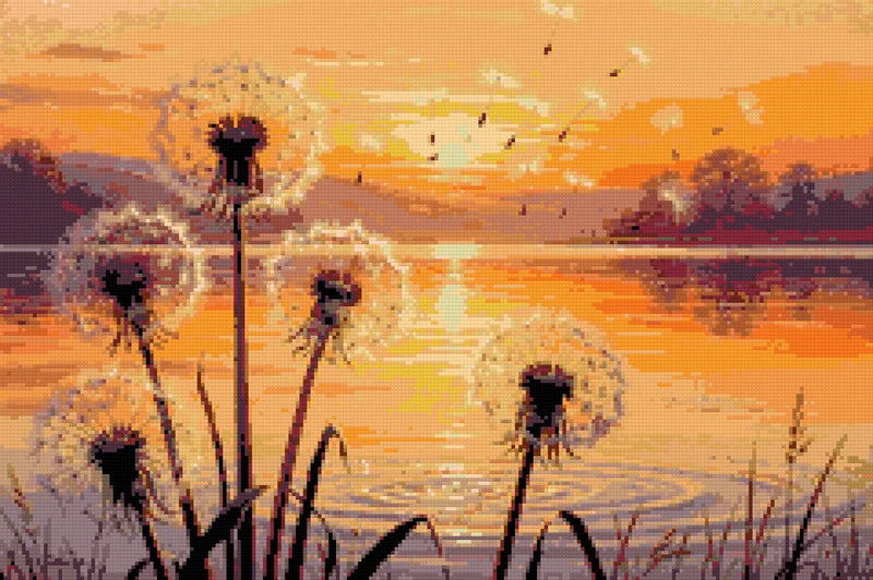 Diamond Pattern - Dandelions at Sunset