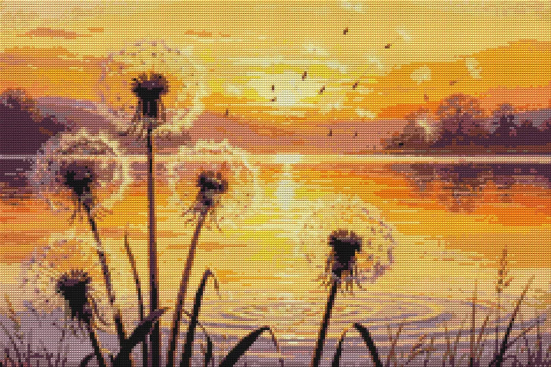 Diamond Pattern - Dandelions at Sunset