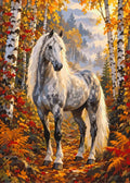 Thumbnail for White horse in autumn forest paint by numbers