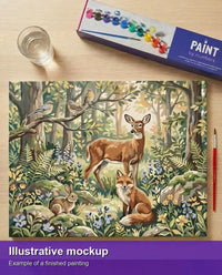 Thumbnail for Illustration of the finished paint by numbers - Deer Fox Rabbit Birds 50x40cm