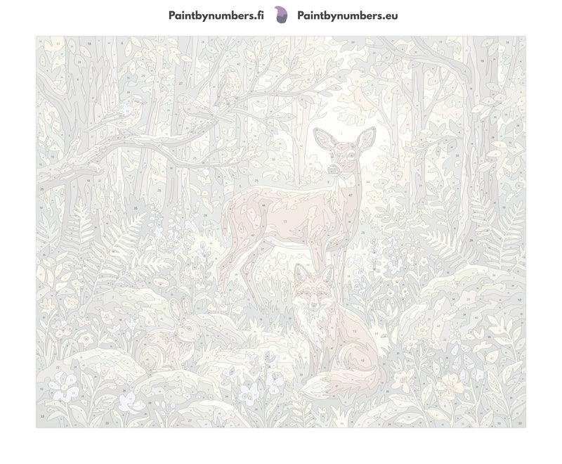 Numbered canvas - Deer Fox Rabbit Birds 50x40cm
