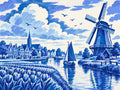 Thumbnail for Dutch windmill, sailboat and tulip field paint by numbers.