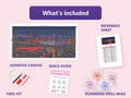 Thumbnail for Desert City Night 120x60cm diamond painting kit contents: adhesive canvas, color chart, tools, and diamond bags