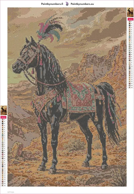 Diamond painting adhesive canvas preview - Desert Horse