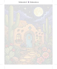Thumbnail for Paint by numbers numbered canvas - Desert House and Cacti 40x50cm