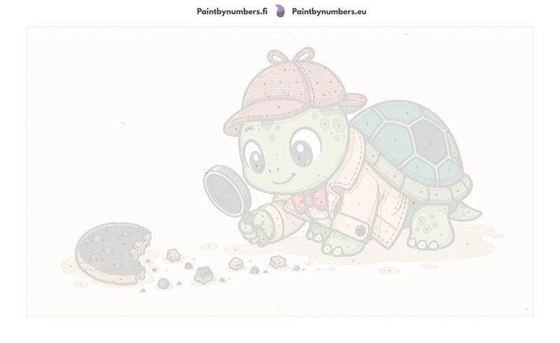 Numbered canvas - Detective Turtle Illustration 70x40cm